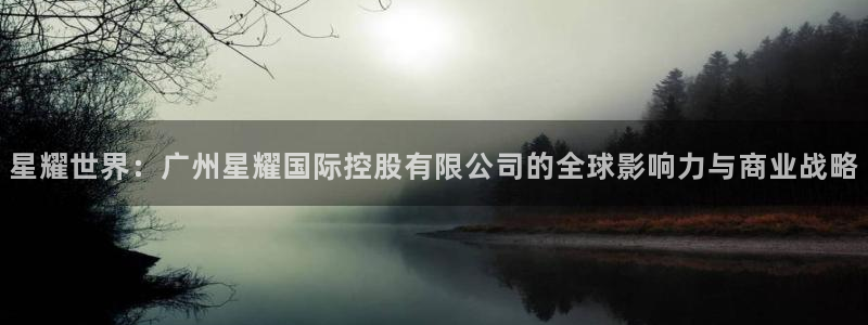 南宫NG体育：星耀世界：广州星耀国际控股有限公司的全球影响力与商业战略