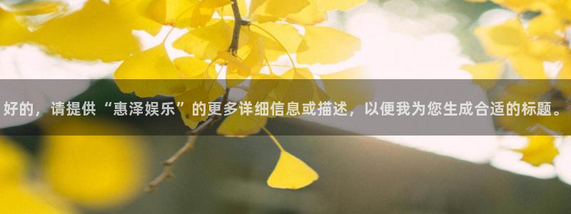 南宫NG体育代理：好的，请提供“惠泽娱乐”的更多详细信息或描述，以便我为您生成合
