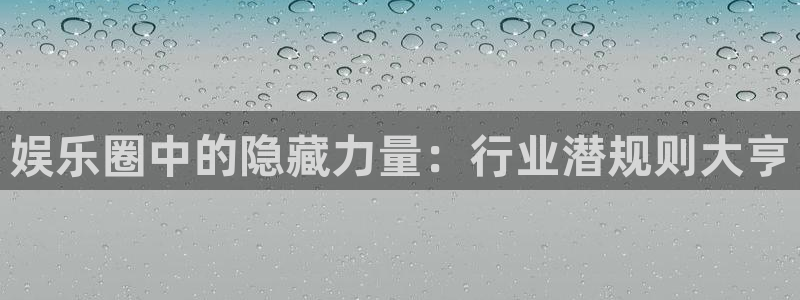 南宫NG是什么平台：娱乐圈中的隐藏力量：行业潜规则大亨